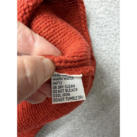 Fisherman Out of Ireland Mens XL Wool Quarter Zip Sweater Red Knit Pullover - Picture 10 of 14